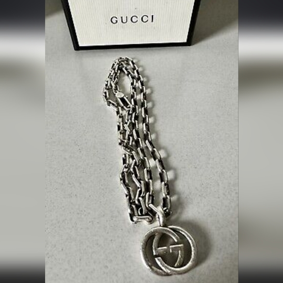 GUCCI DOUBLE G STATEMENT LOGO PEND ON GUCCI NECKLACE - Picture 2 of 5